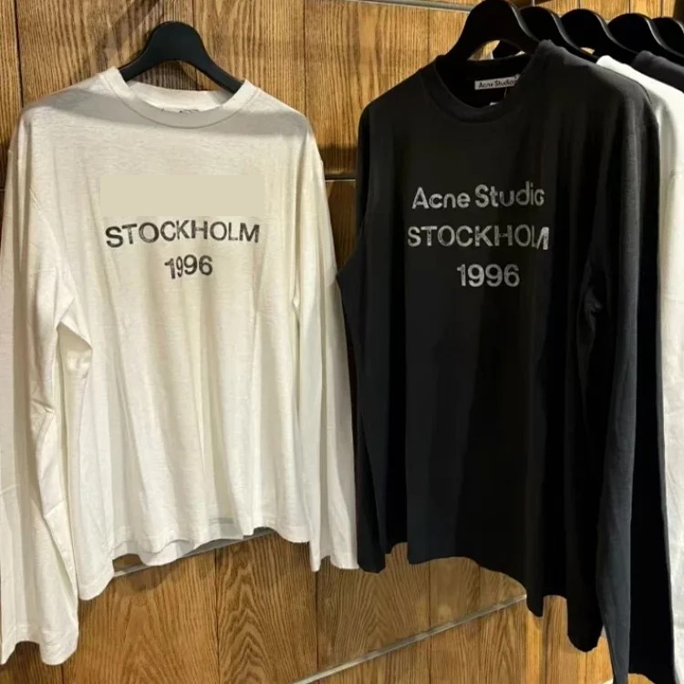 Acne Studios 1996 series letter logo distressed print round neck pullover long-sleeved T-shirt streetwear outfit product