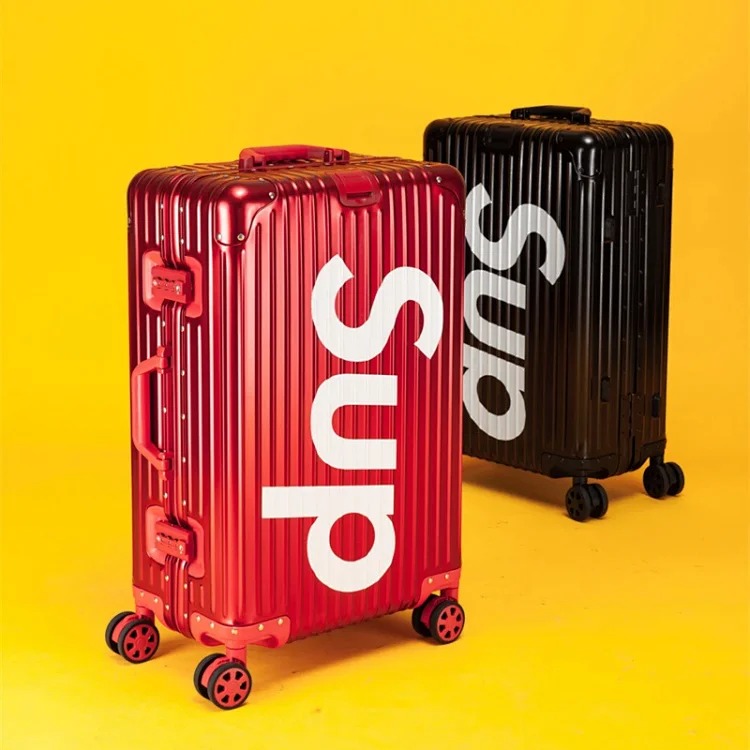 Aluminum magnesium alloy suitcase universal wheels business metal hard suitcase 20-inch boarding case streetwear outfit product