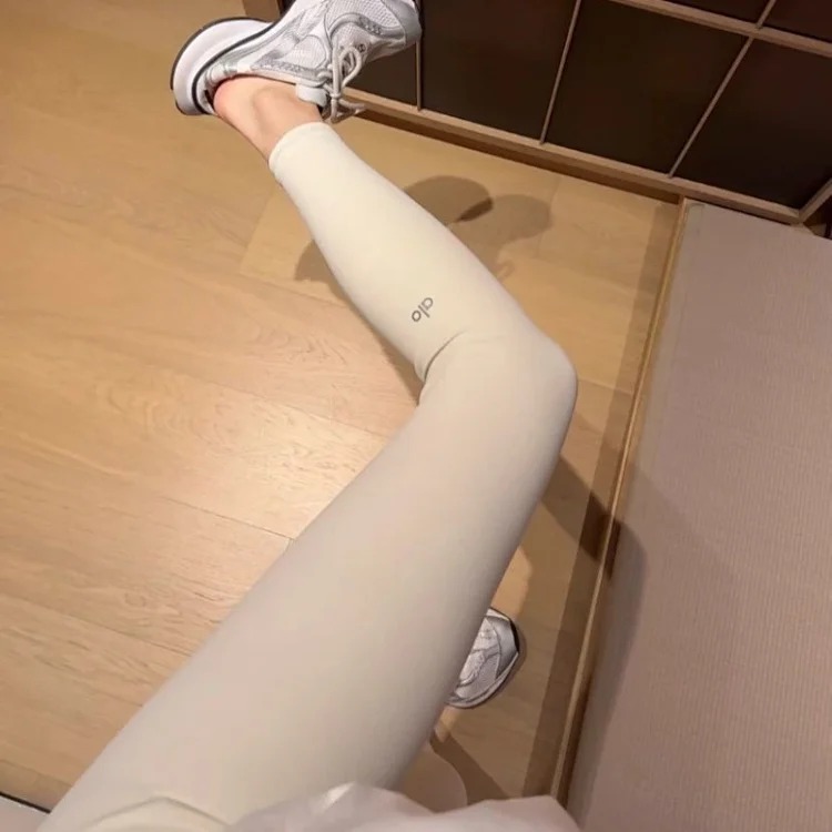 Ao cream ivory yoga pants high waist stretch yoga fitness running fitness leggings for outer wear streetwear outfit product