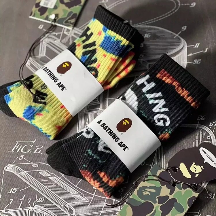 BAPE 2022 Tie Dye Towel Socks streetwear outfit product