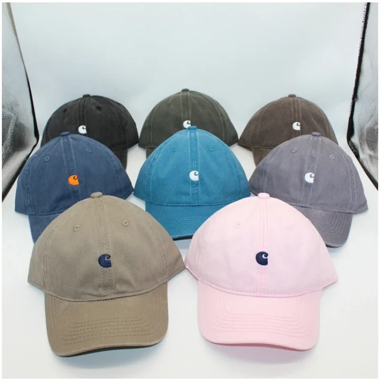 Car washed old embroidered soft top curved brim baseball cap foreign trade trendy workwear European and American peaked cap sun hat streetwear outfit product