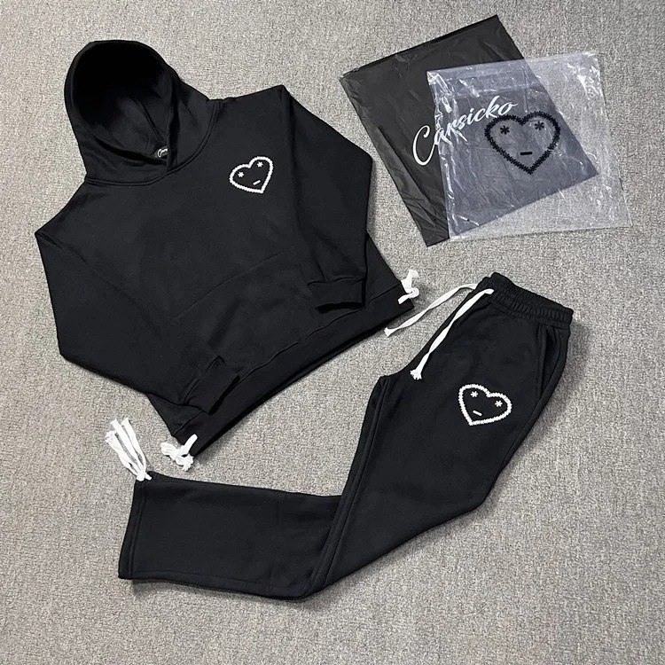 Carsicko sports suit plus fleece fabric sweatshirt and sports sweatpants streetwear outfit product
