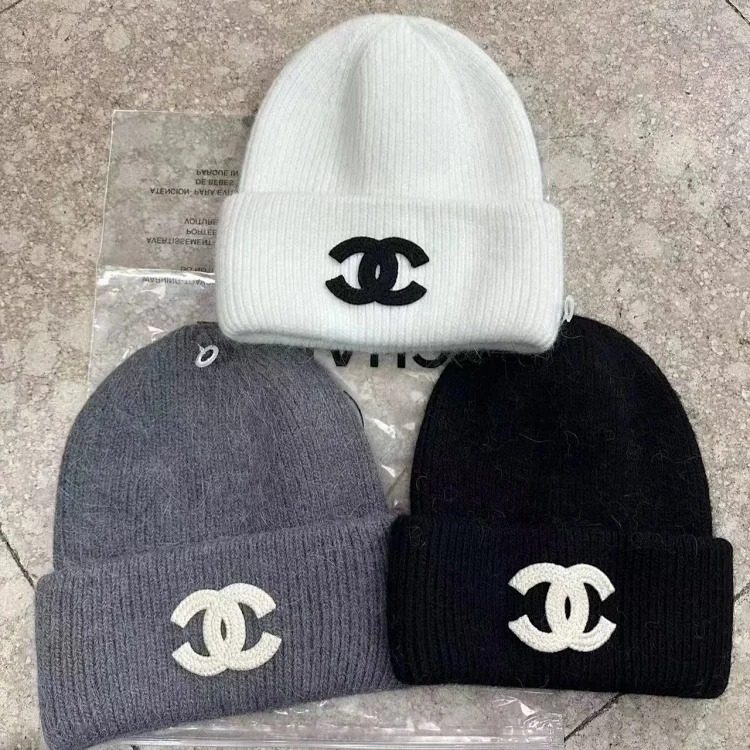 Chanel knitted woolen hat for men and women, light luxury cold hat, Xiaoxiangjia double C hat, CHANEL hat streetwear outfit product