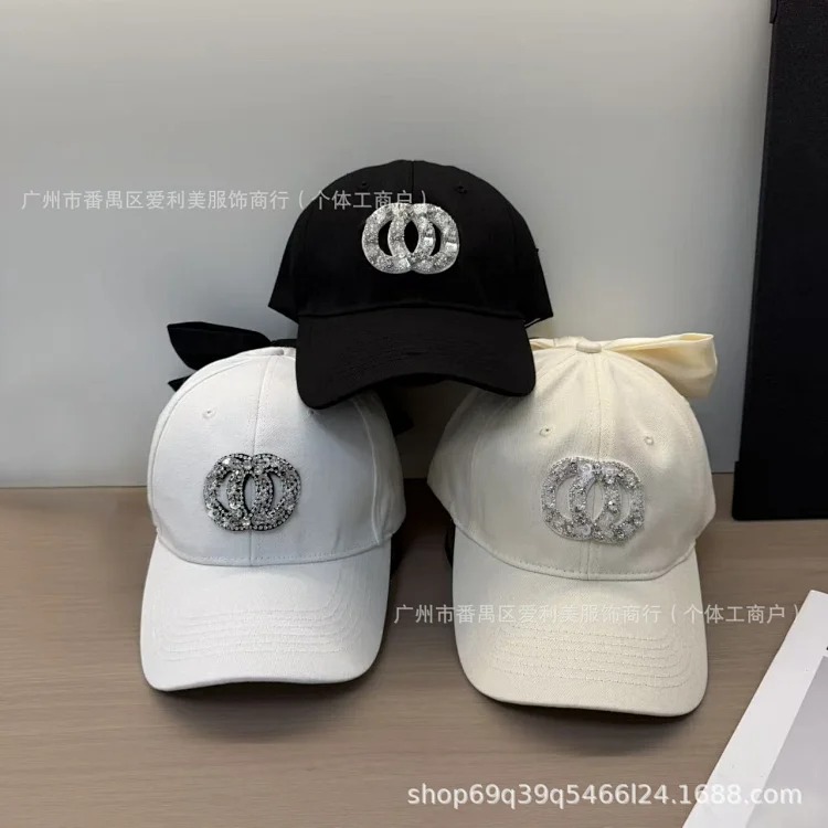 Chanel Light luxury rhinestone double C bow baseball cap for men and women spring and sun-resistant sun visor with a small face cap streetwear outfit product