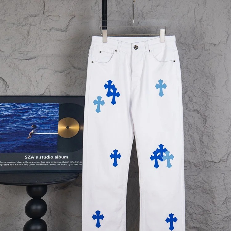 Chrome Hearts The strongest in Guangzhou, different from the market currency, different from the soft leather on the market, Chroe Hets CH, available in seconds, cross white blue label patch streetwear outfit product