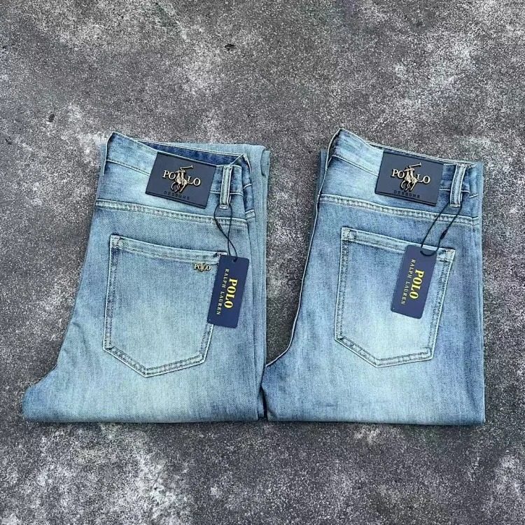 Classic Pony Spring and Summer Jeans Slim Retro Light Luxury Print Men's Casual Straight streetwear outfit product