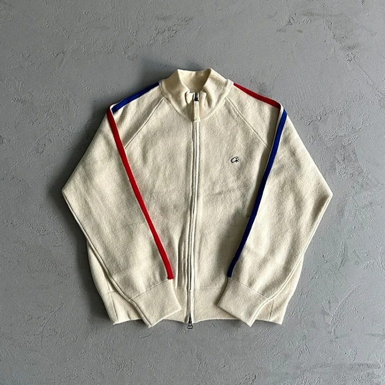 Crtz Street Hip Hop Stand Collar Cardigan Knit Sweater streetwear outfit product