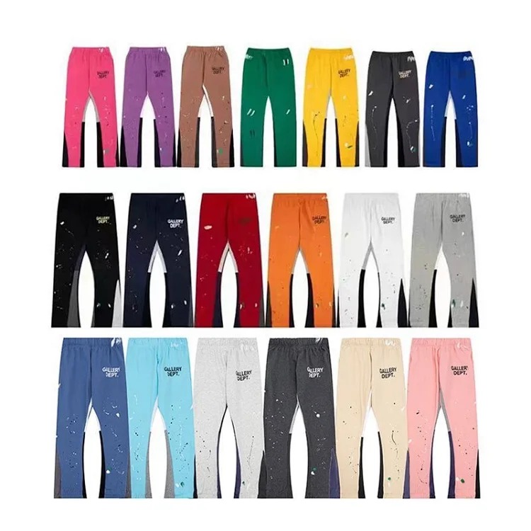 Dep hand-painted splash-ink stitching drawstring high street casual sweatpants streetwear outfit product