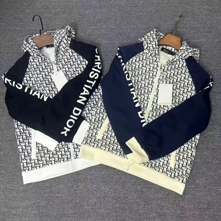 Dior light luxury all-print spring and autumn jackets for men and women trendy brand cardigan hooded jacket streetwear outfit product