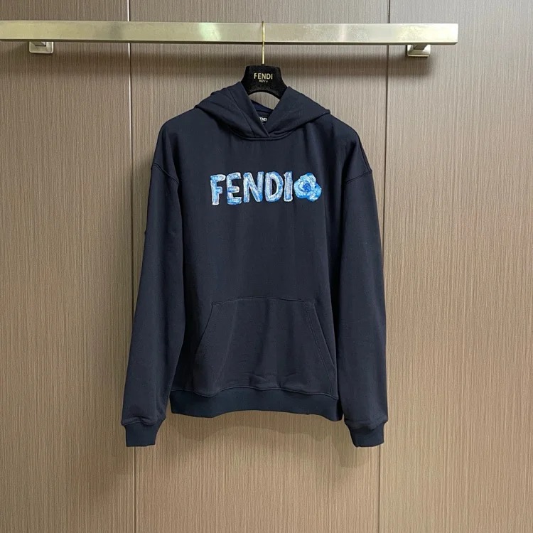 Fendi Fendi 2026 new men's fashion casual embroidered hooded sweatshirt streetwear outfit product
