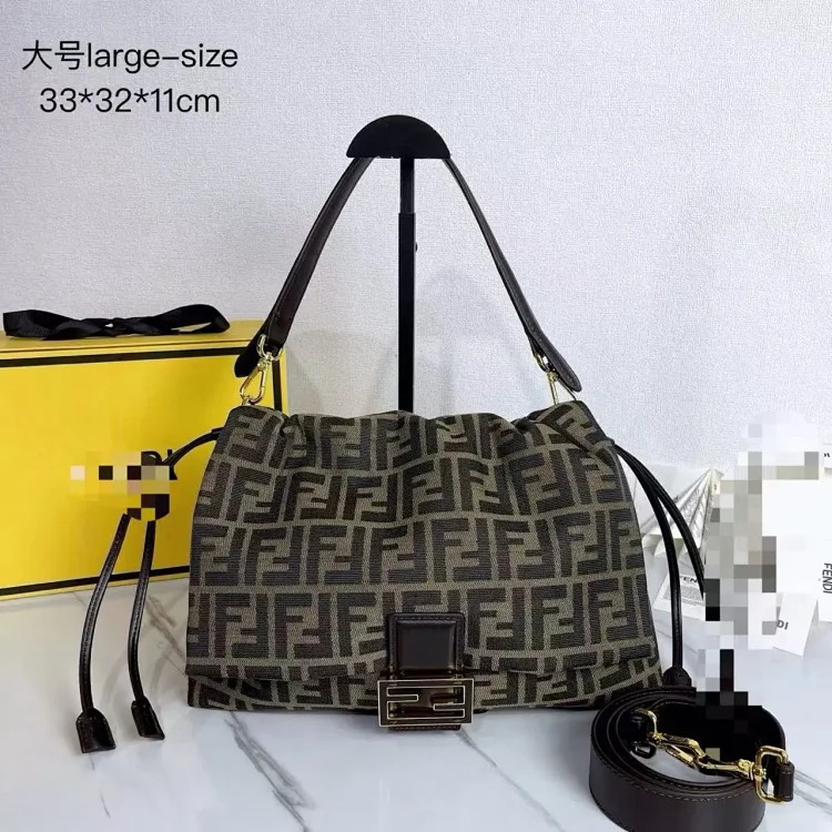 Fjia large size continent purchase 25 new women's black gold FF buckle leather flip shoulder crossbody bag armpit bag streetwear outfit product