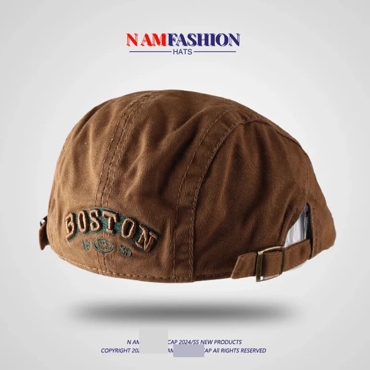 Japanese ins reverse beret hat for men and women Harajuku retro khaki hat versatile personalized buckle forward hat trend streetwear outfit product