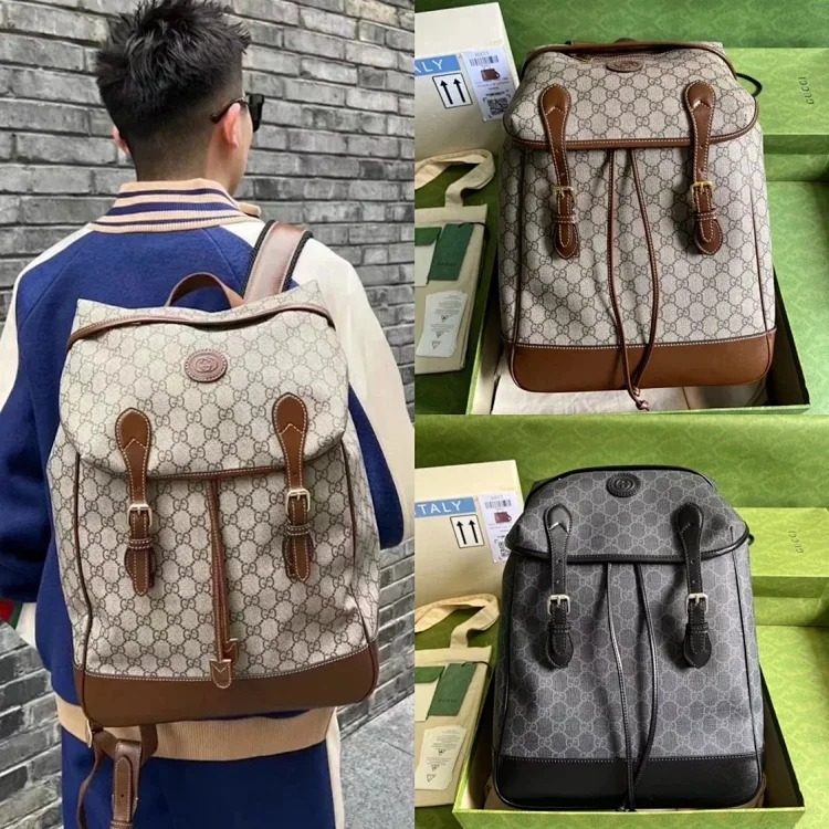 Louis Vuitton Original order 2023 new GG home decoration interlocking double G medium backpack classic presbyopic backpack men's backpack shoulder bag casual backpack luggage bag business tr streetwear outfit product