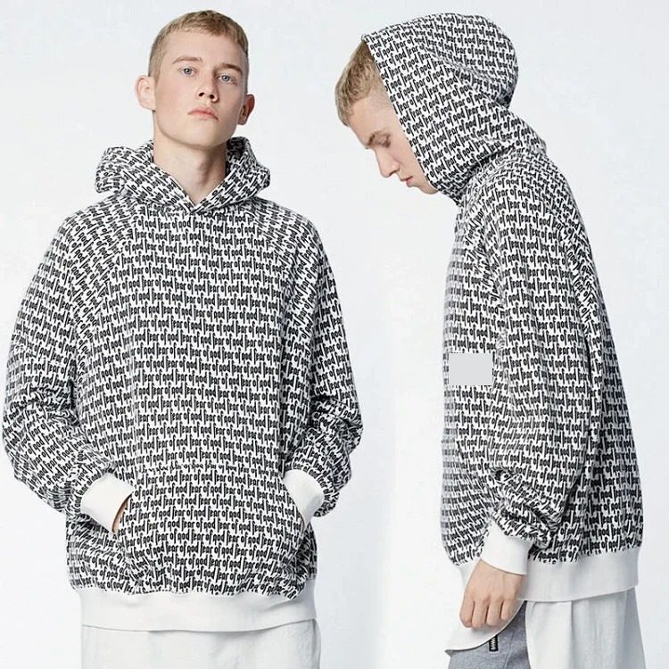 Men's lettered hooded sweatshirt jacket streetwear outfit product