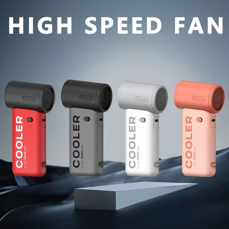 New violent turbine high-speed handheld fan outdoor portable rechargeable USB stepless speed adjustment high wind power 100 gears streetwear outfit product