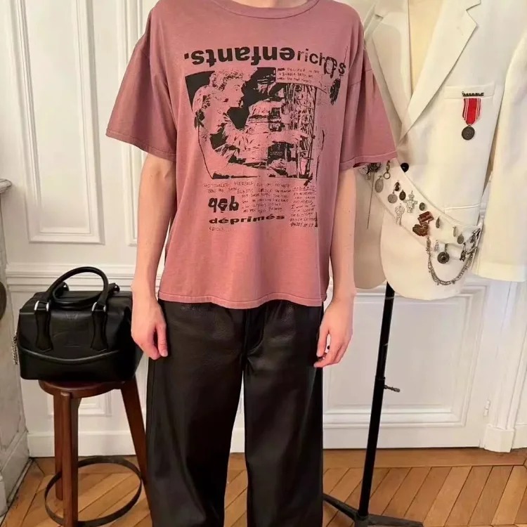 Printed round neck short slee streetwear outfit product