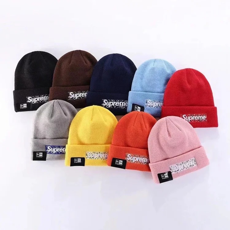 S embroidered warm knitted hat streetwear outfit product