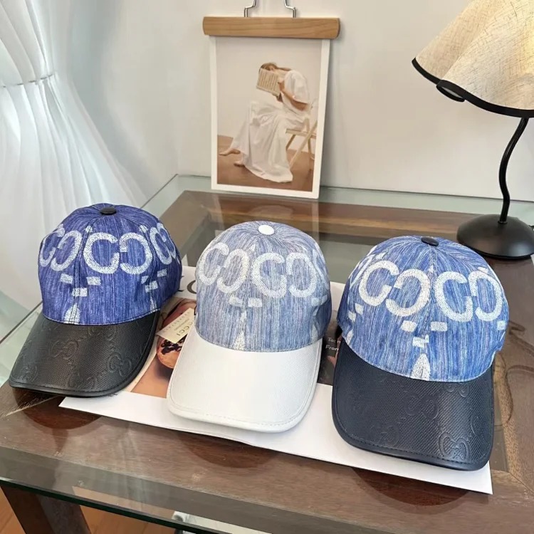Source Factory Denim Color Block Letter Casual Peaked Cap Outdoor Sports Sun Hat Student Baseball Cap Wholesale streetwear outfit product