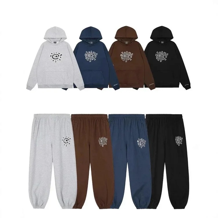 Sun roll plus velvet sweatpants hip-hop American retro high street loose casual sweatshirt-CY streetwear outfit product