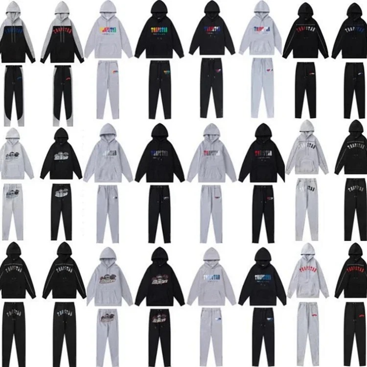 Traptar terry embroidered fleece loose casual hooded sweatshirt set streetwear outfit product