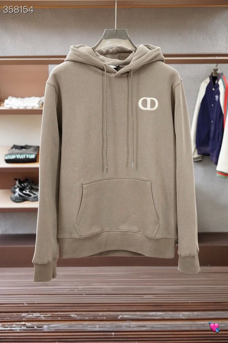 DiorClassic CD embroidered hooded pure cotton men's fashionable casual hooded sweatshirt