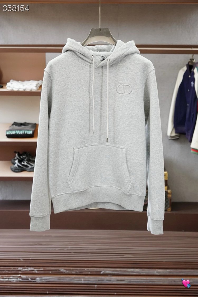 DiorDior classic CD embroidered hooded pure cotton men's fashionable casual hooded sweatshirt