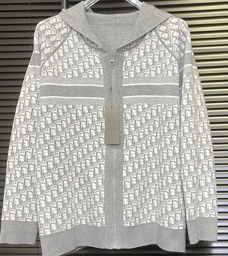 DIOR  Light luxury full print spring and autumn jacket, unisex trendy brand cardigan and hooded jacket