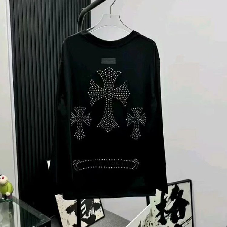 Chrome Hearts Light Luxury Long Sleeve T-shirt for Men and Women, Round Neck Bottom Long Sleeve | Outfitreps Spreadsheet