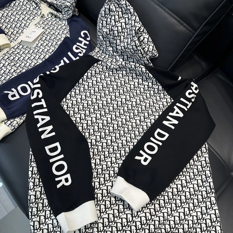 DIOR Light Luxury Full Print Spring and Autumn Coat unisex trendy brand cardigan hooded jacket | Outfitreps Spreadsheet