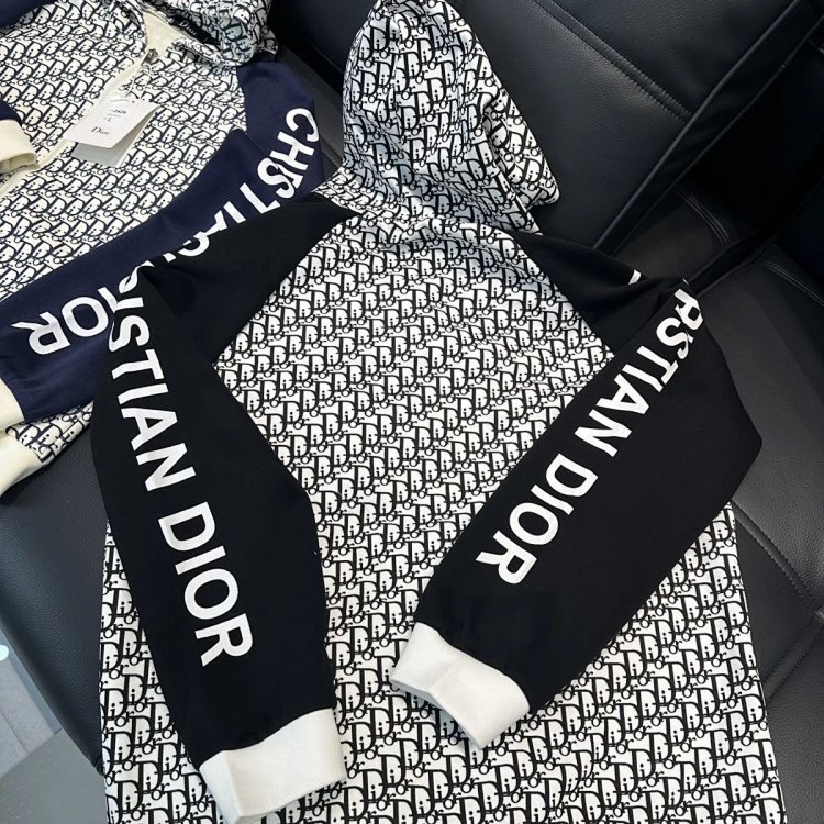 DIOR Light Luxury Full Print Spring and Autumn Coat unisex trendy brand cardigan hooded jacket | Outfitreps Spreadsheet