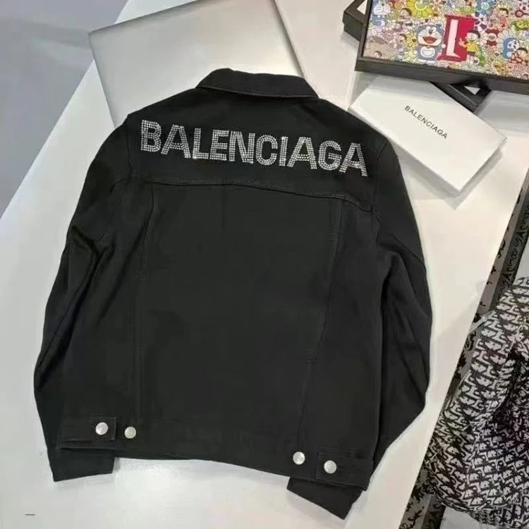 Balenciaga light luxury jacket, unisex denim cardigan, rhinestone jacket, long sleeved top | Outfitreps Spreadsheet