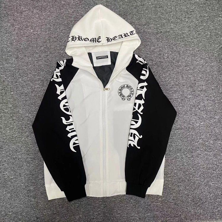 Chrome Hearts light luxury Sanskrit printed spring and autumn cardigan hooded jacket men's trend | Outfitreps Spreadsheet