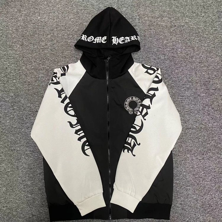 Chrome Hearts light luxury Sanskrit printed spring and autumn cardigan hooded jacket men's trend | Outfitreps Spreadsheet