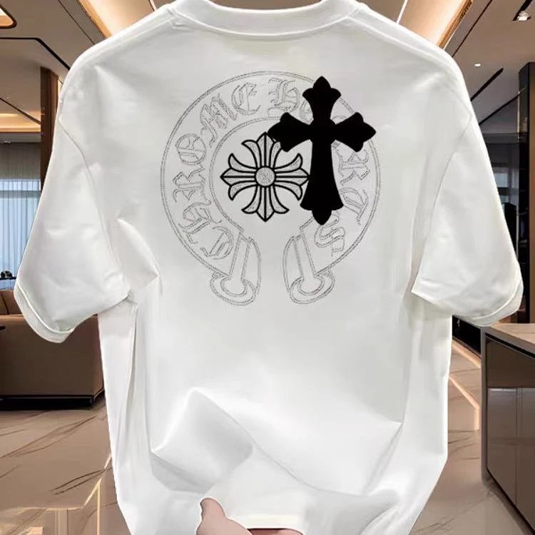 Chrome Hearts Cross Sanskrit Light Luxury Short Sleeve T-shirt for Men and Women, CH Short Sleev | Outfitreps Spreadsheet