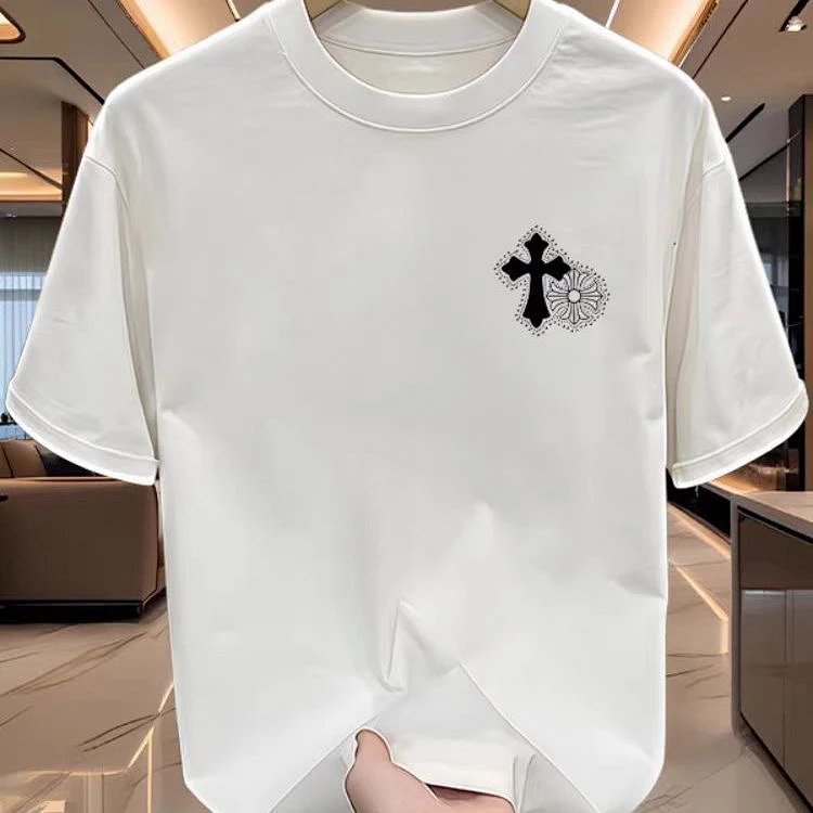 Chrome Hearts Cross Sanskrit Light Luxury Short Sleeve T-shirt for Men and Women, CH Short Sleeve Li