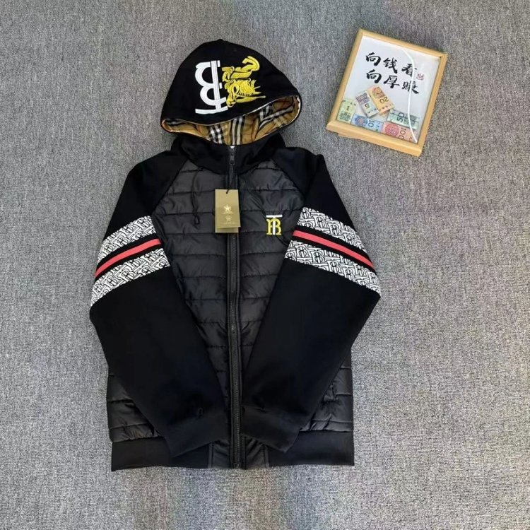 Burberry 2025 Winter Splicing Thick Embroidered Cotton Jacket Down Cotton Jacket Pork Rib New Male and Female Couple Jacket Warm