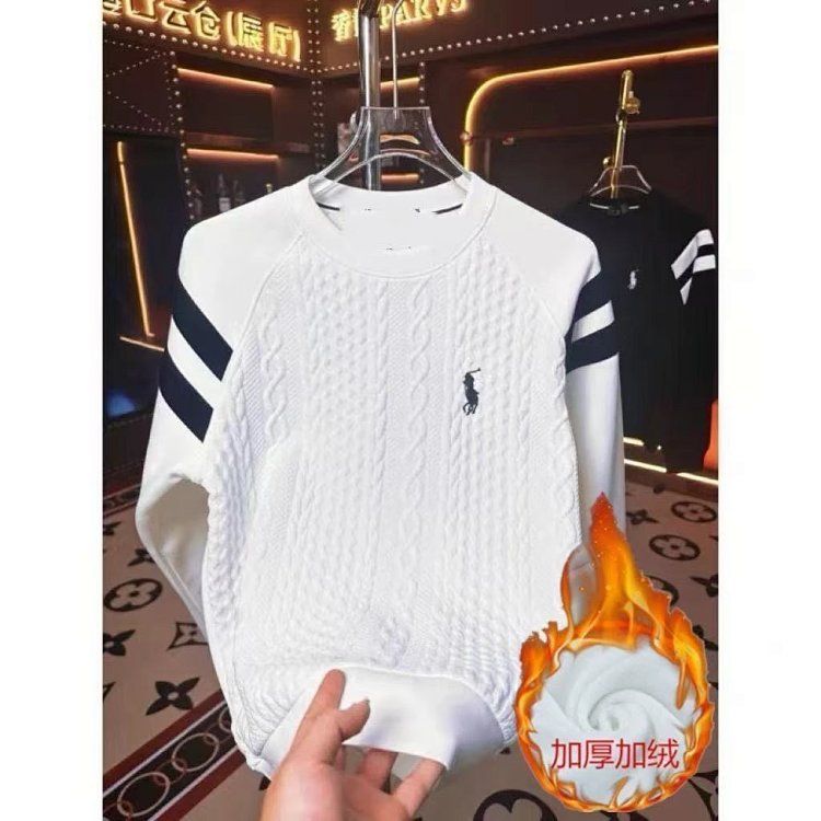 Ralph Lauren Long Sleeve Men's and Women's Same Style Velvet Warm Hoodie Bottom Shirt | Outfitreps Spreadsheet