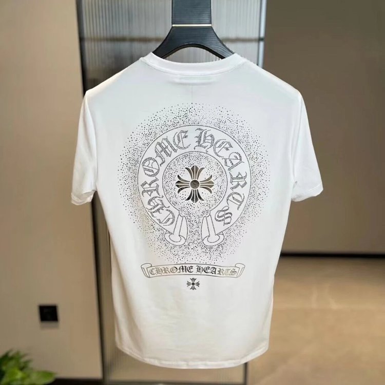 Chrome Hearts Hot Diamond Light Luxury Short Sleeve T-shirt Black Unisex CH Short Sleeve Light L | Outfitreps Spreadsheet
