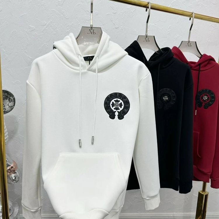 Chrome Hearts hooded sweatshirt, autumn and winter cross long sleeved fleece jacket