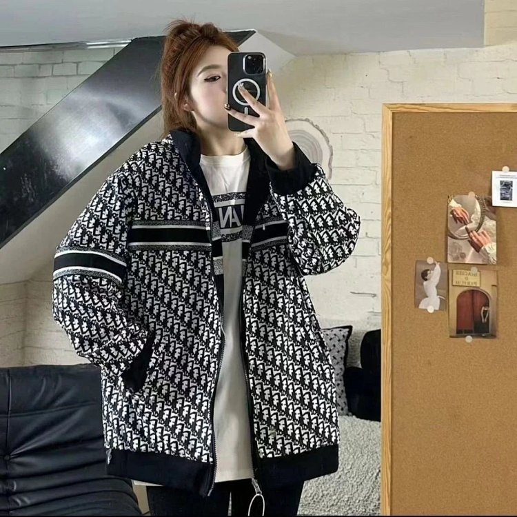 DIOR light luxury spring and autumn jacket unisex trendy brand cardigan hooded jacket