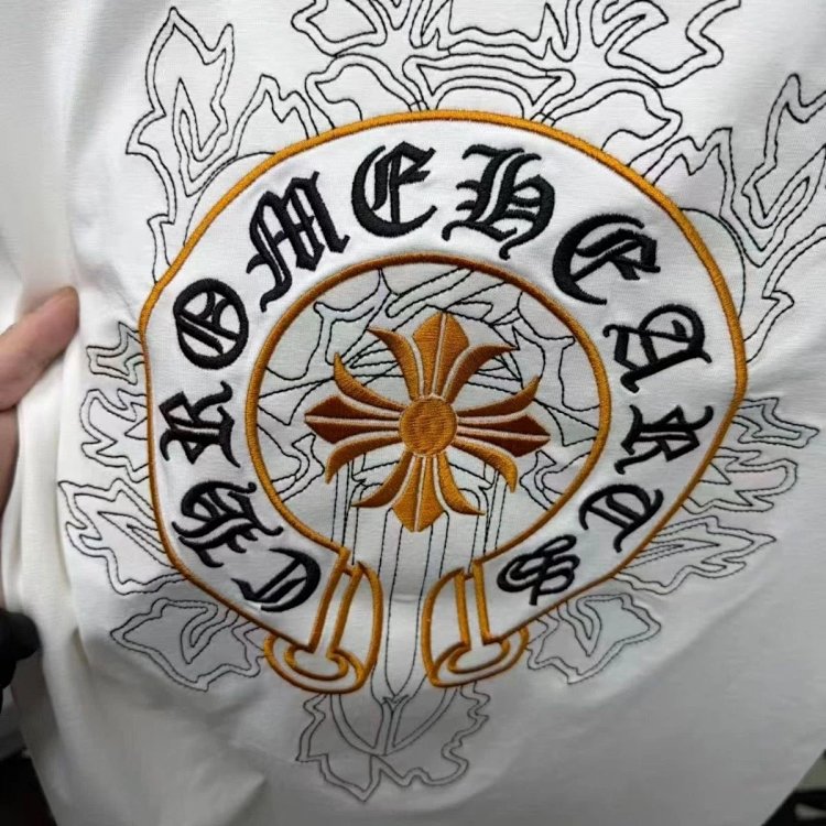 Chrome Hearts Light Luxury Embroidered Short Sleeve T-shirt Black and White Unisex | Outfitreps Spreadsheet