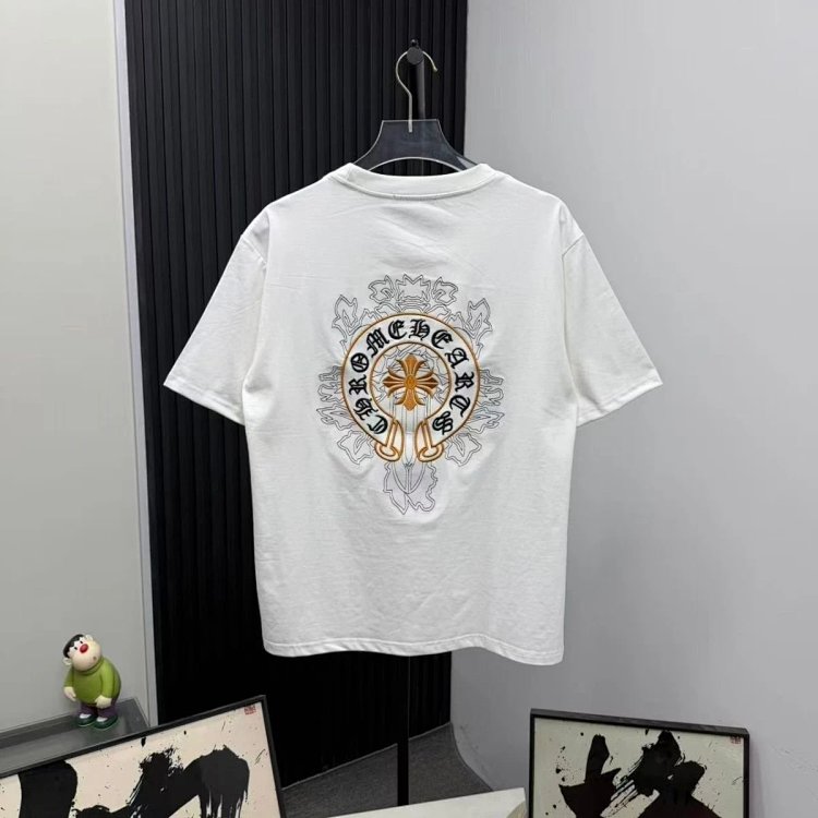 Chrome Hearts Light Luxury Embroidered Short Sleeve T-shirt Black and White Unisex | Outfitreps Spreadsheet