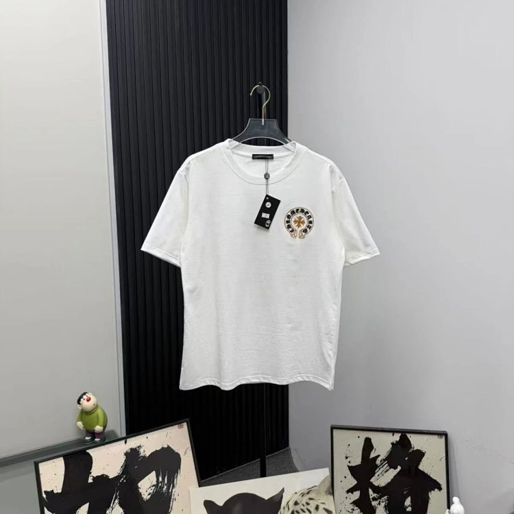 Chrome Hearts Light Luxury Embroidered Short Sleeve T-shirt Black and White Unisex | Outfitreps Spreadsheet