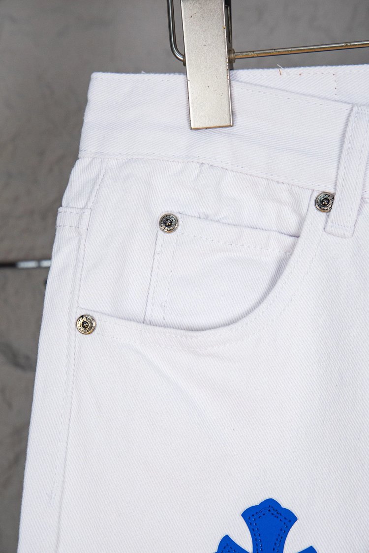 Chrome Hearts Cross white blue label leather jeans pants | Outfitreps Spreadsheet