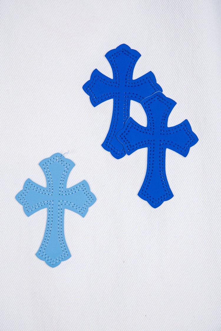 Chrome Hearts Cross white blue label leather jeans pants | Outfitreps Spreadsheet