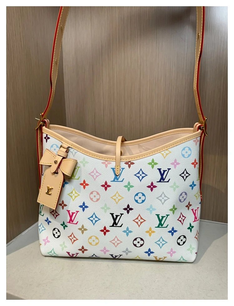 Louis Vuitton white tri colored CarryAll handbag