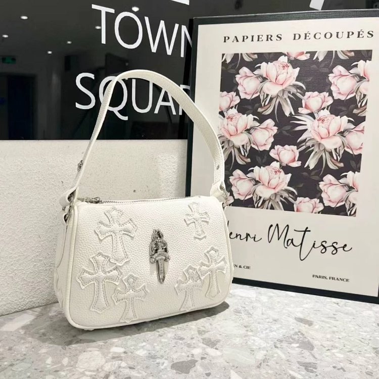 Chrome Hearts  Retro high-end lychee patterned shoulder bag