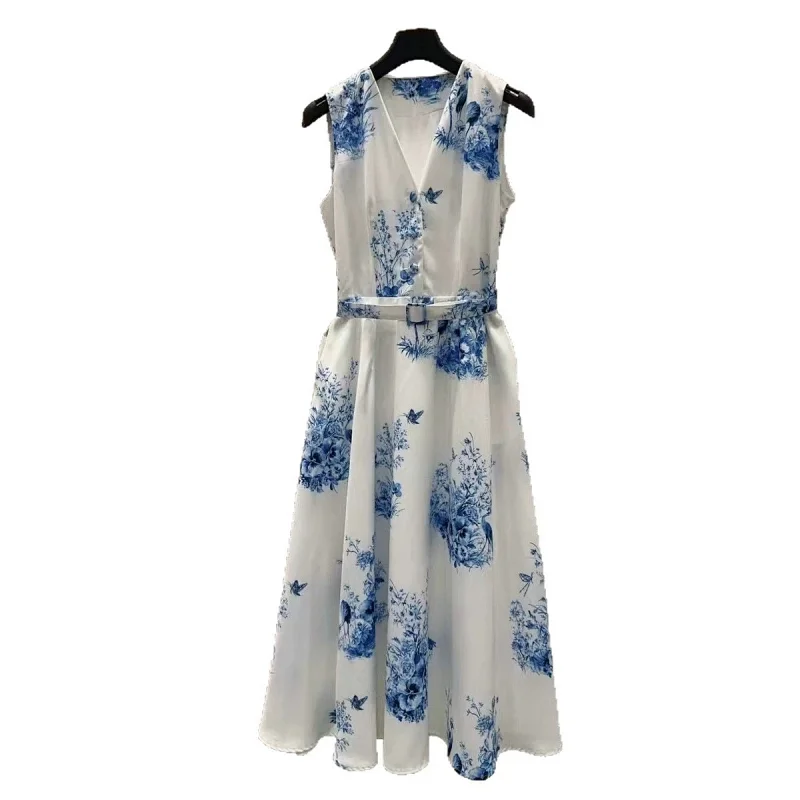skirt Seaside vacation blue and white printed long skirt | Outfitreps Spreadsheet
