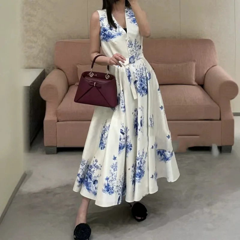 skirt Seaside vacation blue and white printed long skirt | Outfitreps Spreadsheet