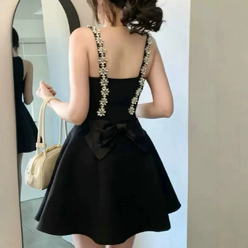 skiirt Summer new French heavy industry rhinestone suspender dress | Outfitreps Spreadsheet